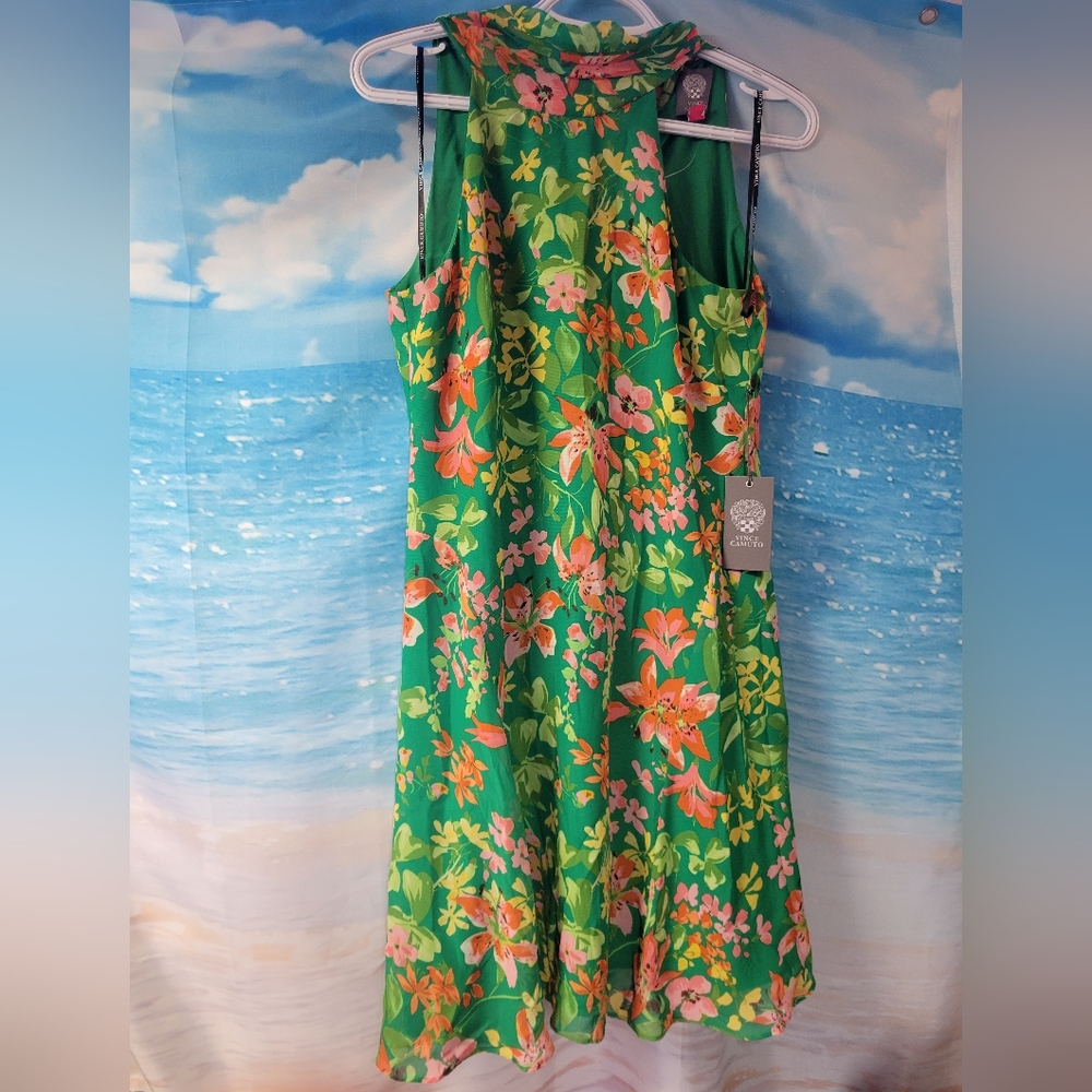 Vince Camuto NWT Floral Green‎ Mini Boho Flowy Dress Size 2